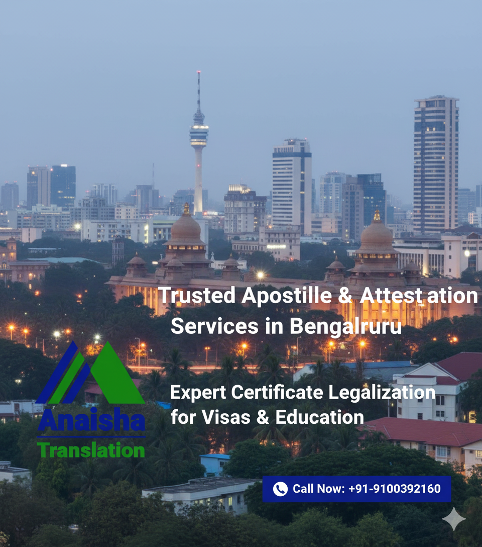 Get trusted apostille & attestation services in Bengaluru with ANA. Expert certificate legalization for visas & education. Call +91-9100392160 now!
